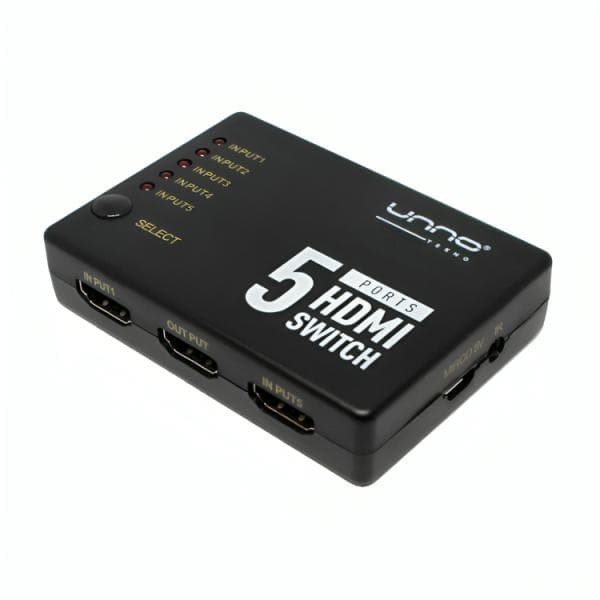 Switch Unno Tekno HB1203BK Switch HDMI 5 Puertos 4K 60HZ No Administrable