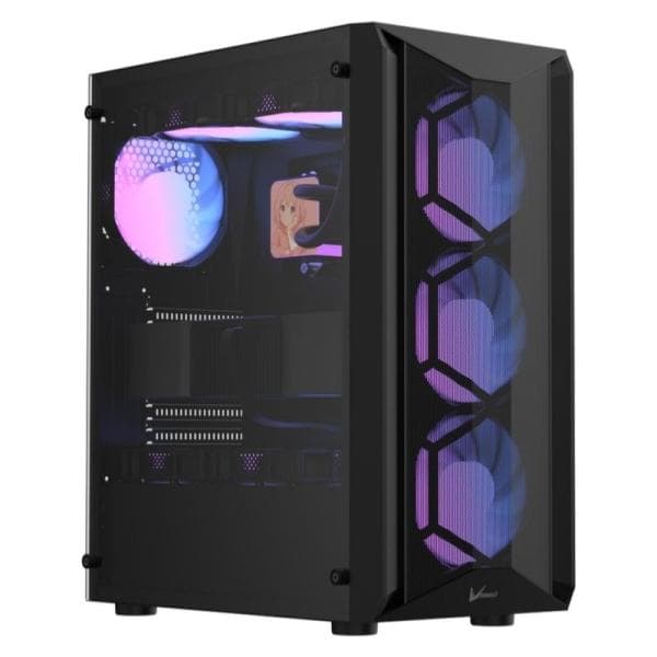 Case Argb Formula V Line Air Power G1 Plus Black Mid Tower Ventiladores 6 de 120 Mm con Malla Frontal y Vidrio Lateral 4711401663614
