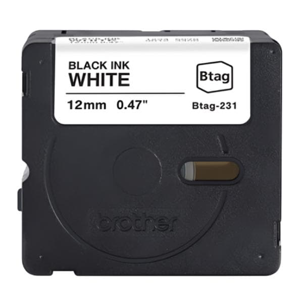 Cinta de Etiquetado Brother BTAG231 12MM X 4M Compatible con P-touch Negro Sobre Fondo Blanco