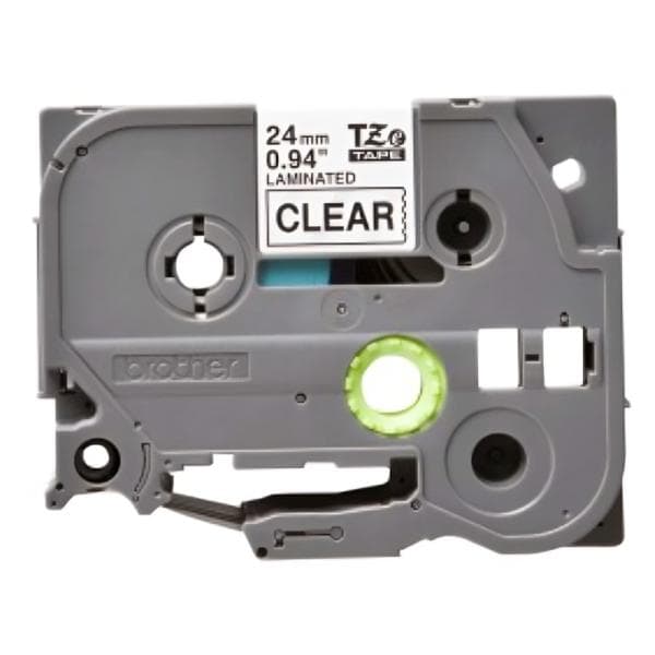 Cinta Brother TZE151G 24MM X 8M Compatible con P-touch Negra Sobre Transparente Laminada