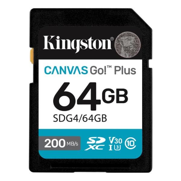Memoria SD 64GB Kingston Clase 10 Uhs-i V30 200MB/S/100MB/S para Cámaras y Video 4K SDG4/64GB