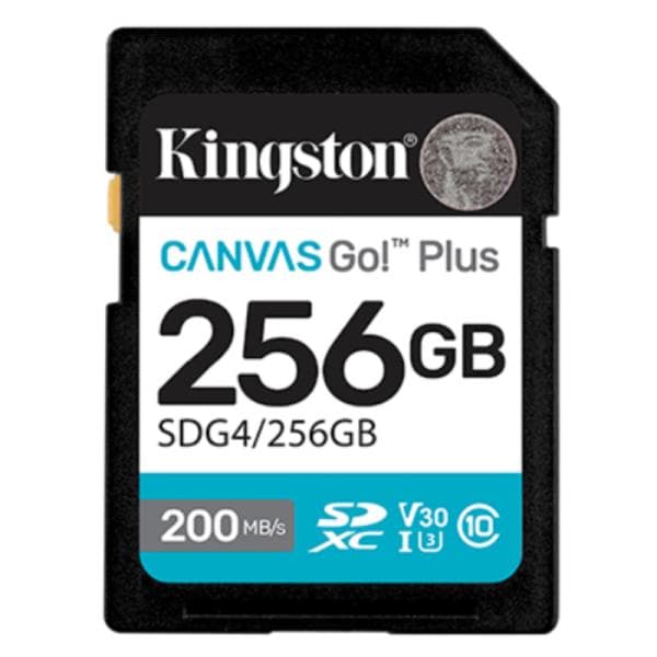 Memoria Sdxc 256GB Kingston Canvas Go Plus Gen 4 200 Mb/S para Cámaras y Video 4K SDG4/256GB